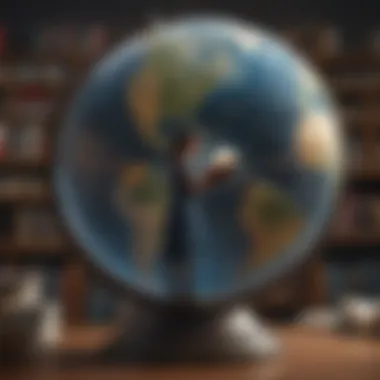 Illustration of a person embracing a knowledge-filled globe symbolizing access to free books on Audible