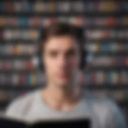 Illustration of a person listening to an audiobook on Audible