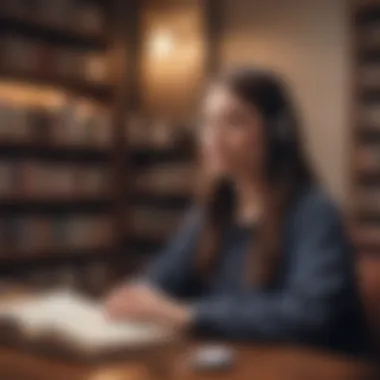 Immersive Learning through Audiobooks A person listening to an audiobook, immersed in contemplation
