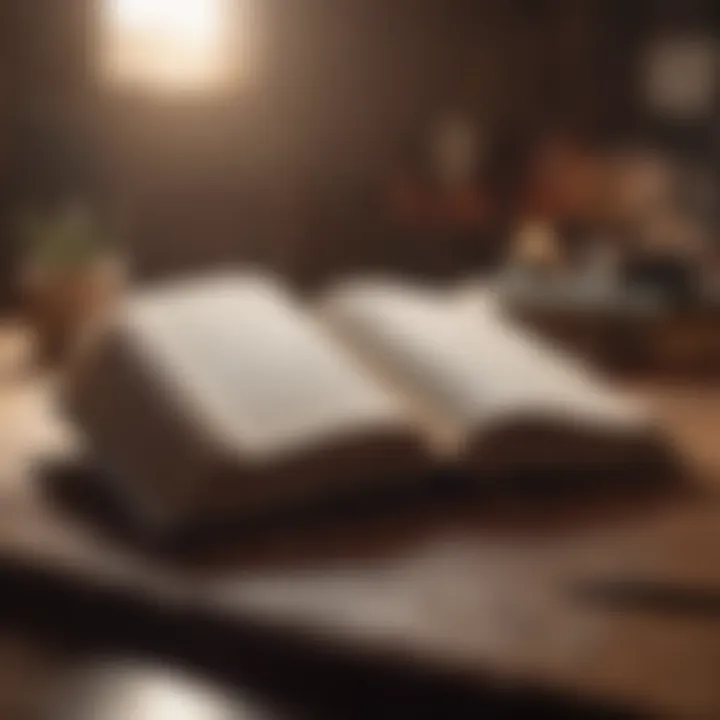 An open book with highlighted passages and notes