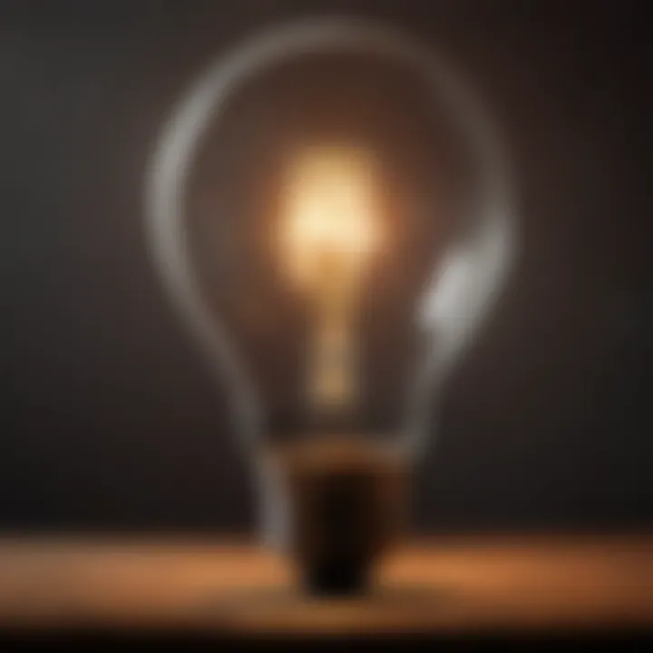 A glowing light bulb representing ideas and inspiration