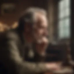 Philosopher contemplating liberty's essence