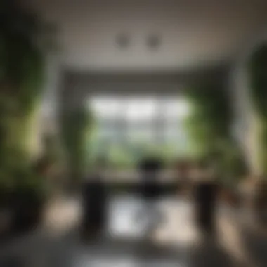 Creating a Joyful Workplace Environment A vibrant office space filled with greenery and collaborative workstations.