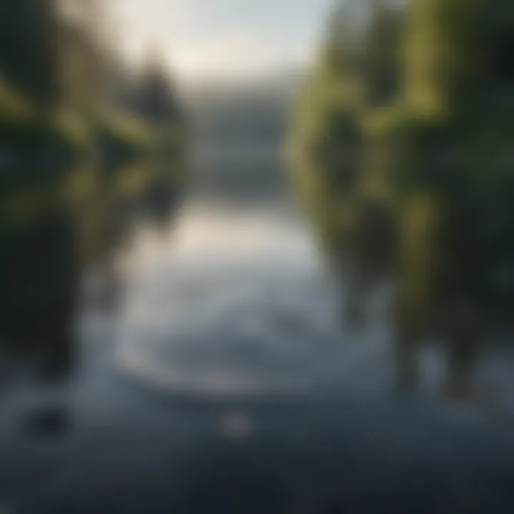 Zen-like ripples on a tranquil lake surface