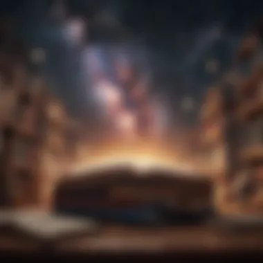 Literary Cosmos Illustration showcasing a diverse collection of books floating in a celestial setting