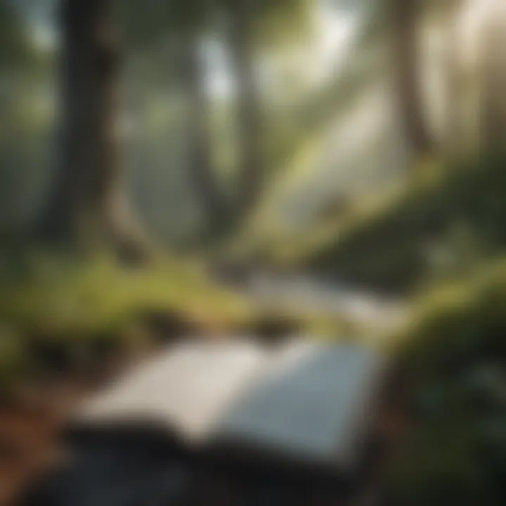 A serene landscape with a quote overlay