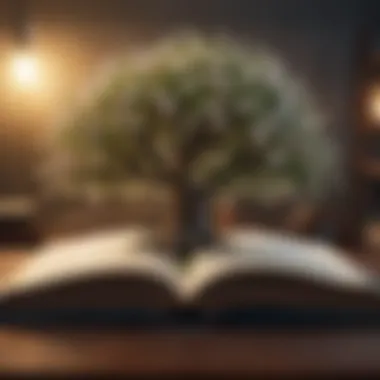 A flourishing tree growing from an open book