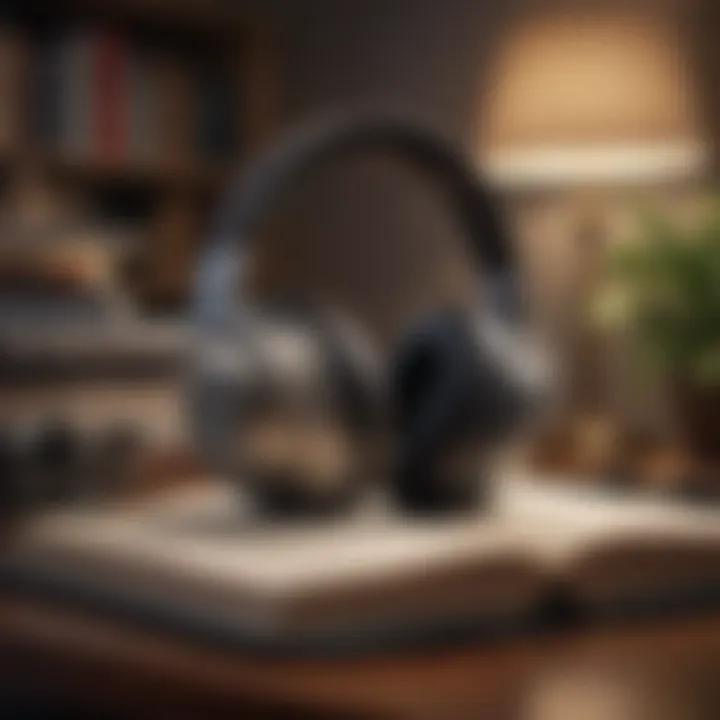 A cozy listening environment with headphones and a book