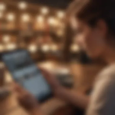Engaging with Mobile Book Summaries A user engaging with a mobile book summary app