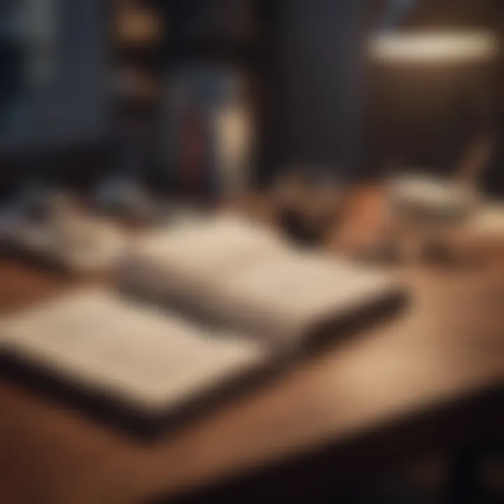 An individual using a notebook while absorbing an audiobook