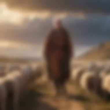Guidance and Purpose in the Journey An illustration of a shepherd with a flock, symbolizing guidance and purpose
