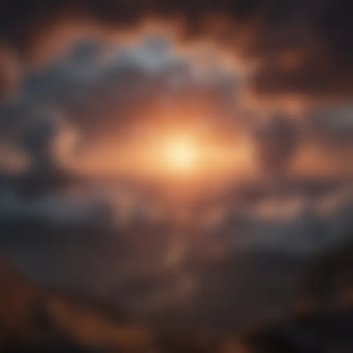 A vibrant sunrise breaking through clouds, representing hope and the dawn of courage.