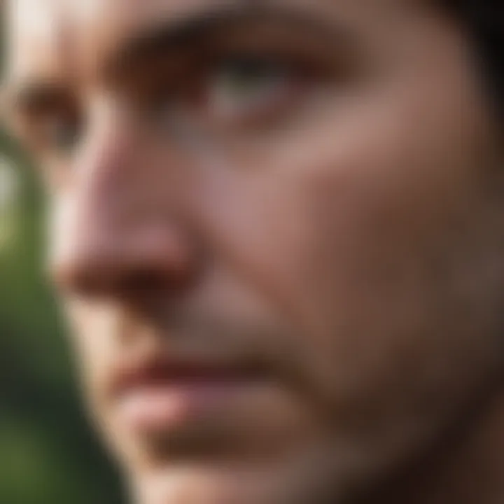 A contemplative individual gazing out into nature, reflecting on a quote