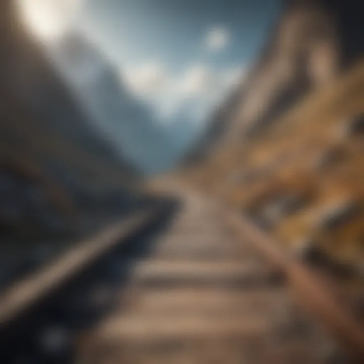 Pathway leading towards mountains symbolizing challenges