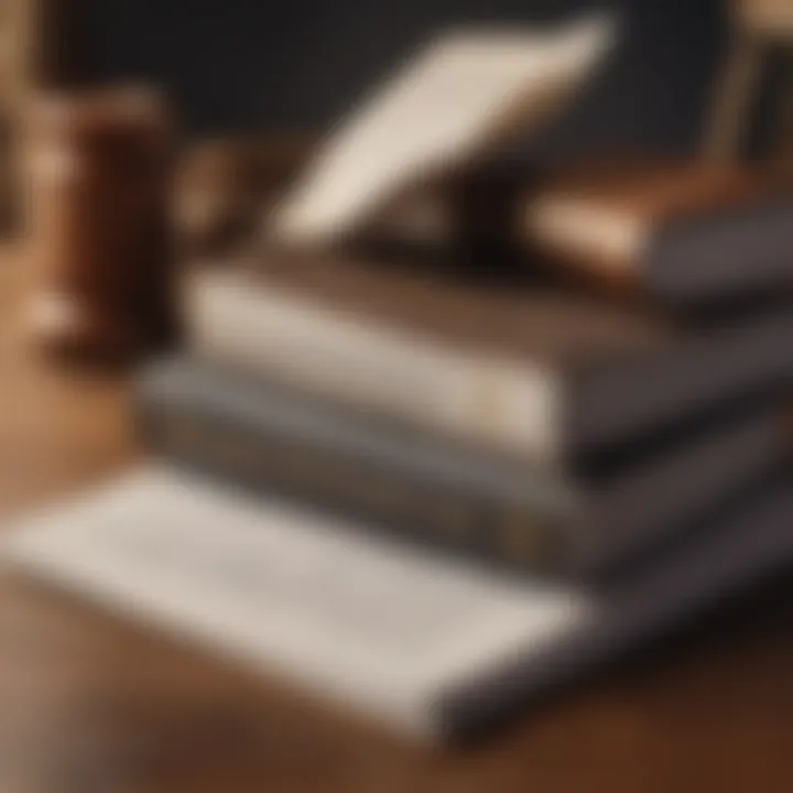 A close-up view of legal documents and a self-help law book