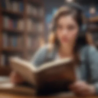 Engaging with Audiobooks in Education A student engaging with an audiobook in a modern learning environment