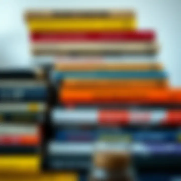 A collection of diverse books stacked together, showcasing a variety of genres and themes related to life