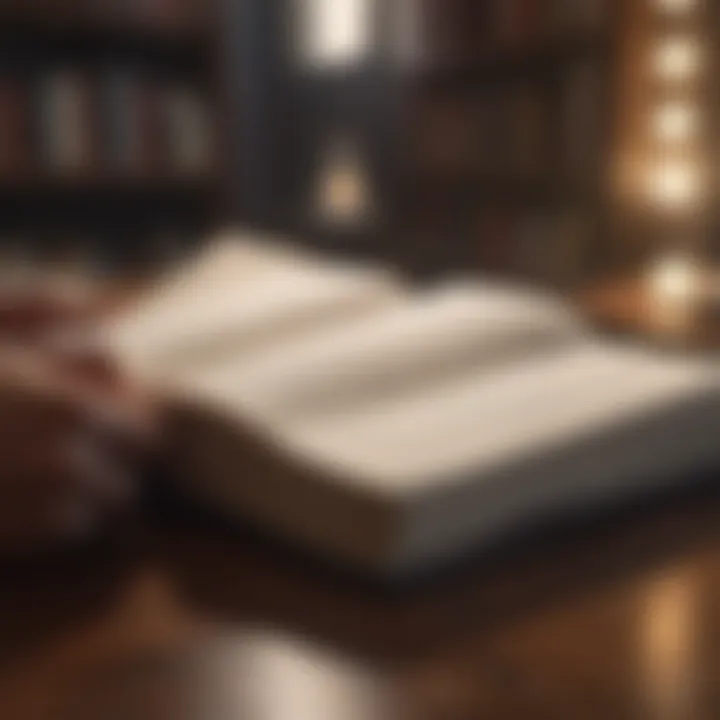 Person analyzing a book summary