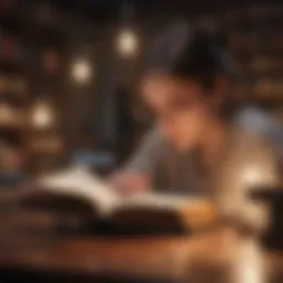 Thoughtful reader immersed in literature