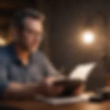A person reflecting on a motivational book, taking notes and engaging with the content.