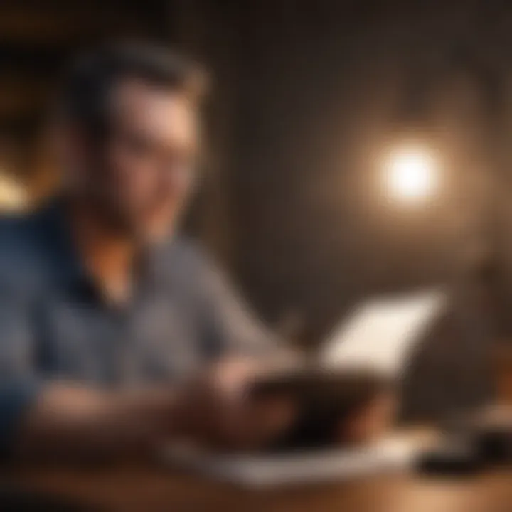 A person reflecting on a motivational book, taking notes and engaging with the content.