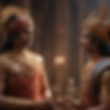 The Conversation of Arjuna and Krishna An illustration of Arjuna and Krishna in dialogue