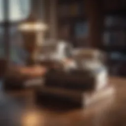 A stack of classic literature books with a warm cup of tea beside them