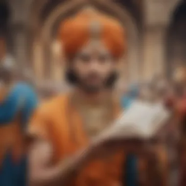 Modern Applications of Gita's Wisdom A modern representation of individuals applying Gita's wisdom in everyday life, illustrating its relevance today.
