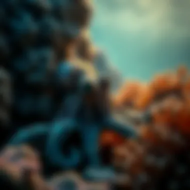 A vivid underwater scene showcasing an octopus camouflaged among coral.