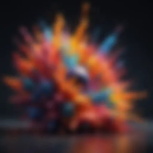 An abstract representation of creativity bursting forth like a vivid explosion of colors.
