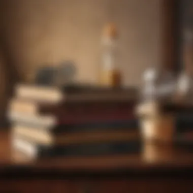 A Thoughtful Arrangement of Inspirational Books A collection of small inspirational books arranged thoughtfully on a wooden table