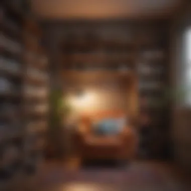 A Cozy Nook for Inspirational Reading A cozy reading nook featuring a small bookshelf filled with various inspirational titles and a comfy chair