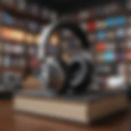 An artistic representation of the evolution of audiobooks through the years.