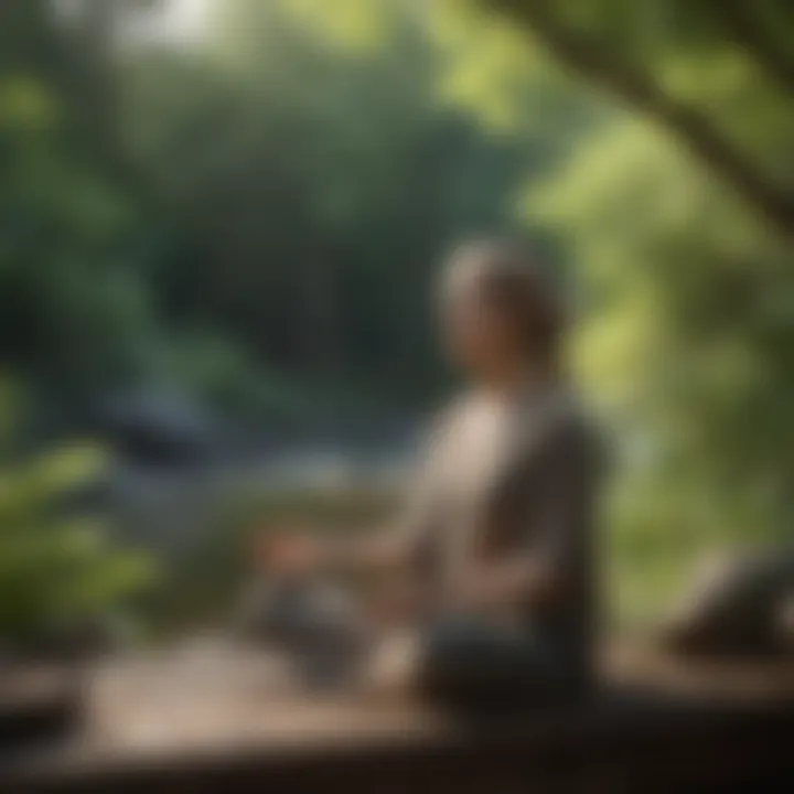 A tranquil scene depicting mindfulness and self-care