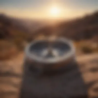 A compass pointing towards a bright horizon, illustrating guidance in life