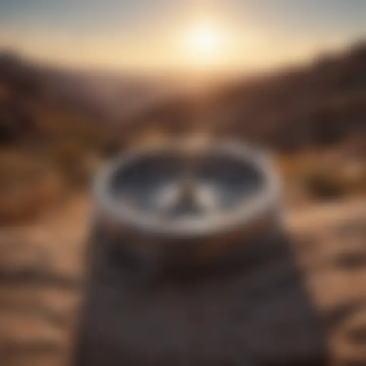 A compass pointing towards a bright horizon, illustrating guidance in life