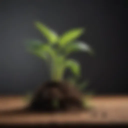 Concept of gradual growth illustrated through a plant sprouting