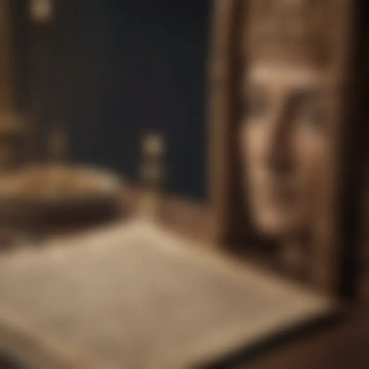 A historical depiction of governance, showcasing ancient scripts and philosophical texts.