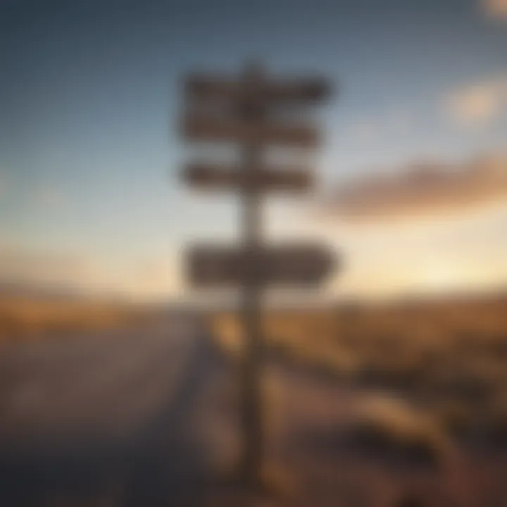 A crossroads sign with multiple directions, illustrating the choices we make in life.