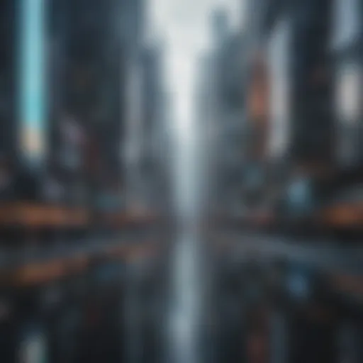 A depiction of a futuristic cityscape representing technological advancement and control.