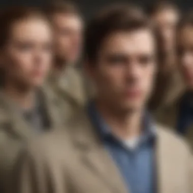 Individuality vs Conformity: The Struggle for Identity A visual metaphor for individuality amidst conformity.