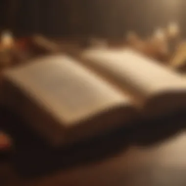 Illuminated Pages of Wisdom An open book with golden pages under soft light.