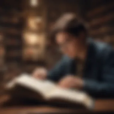Engaged in the World of Literature A thoughtful individual immersed in reading.