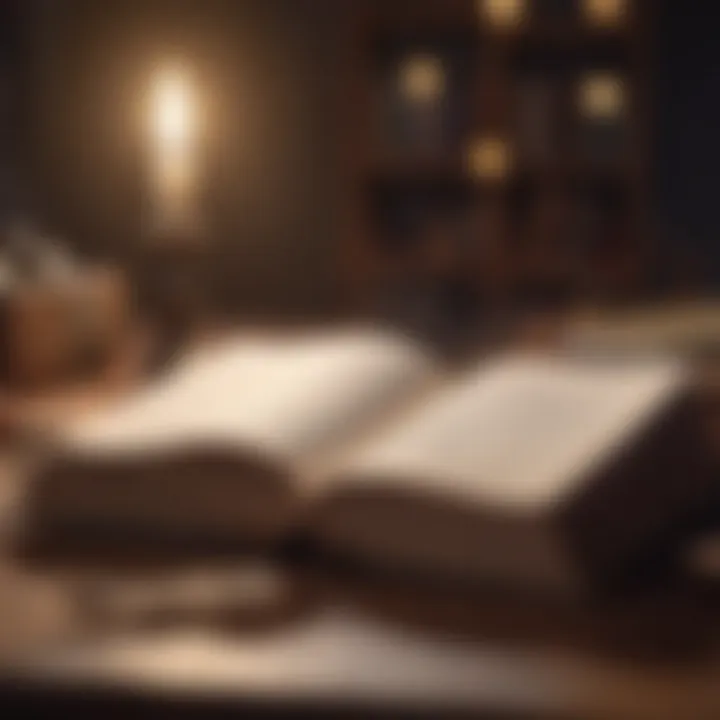 An open book with highlighted passages and notes