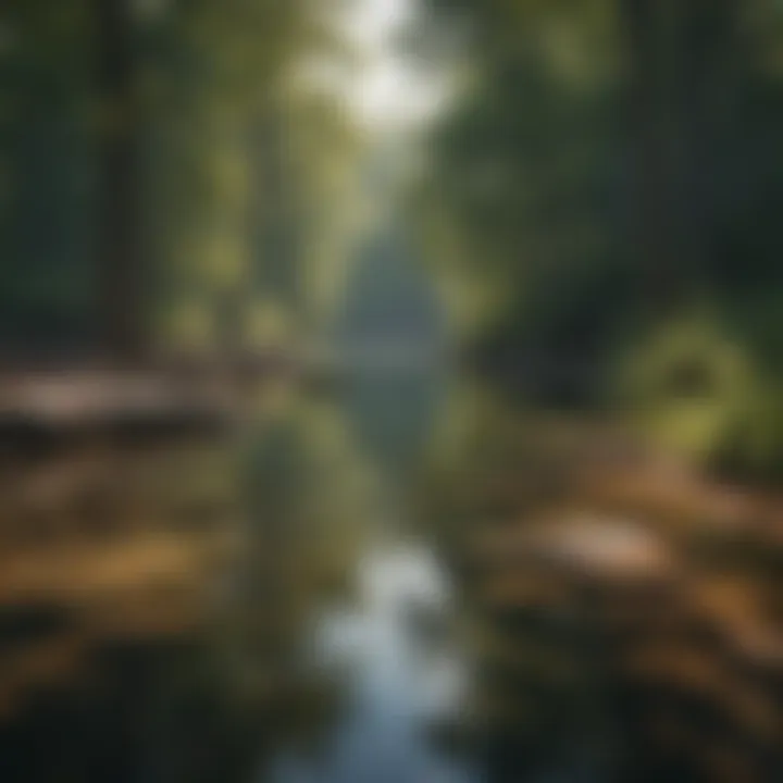 A serene view of Walden Pond surrounded by nature