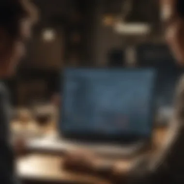 Harnessing Data for Informed Decision Making A focused individual analyzing data on a laptop
