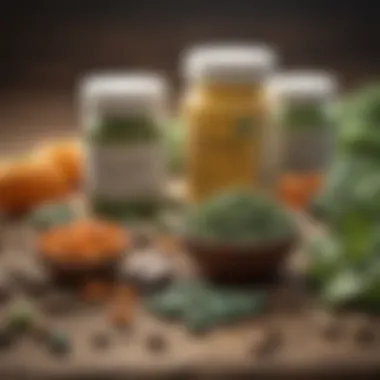 Illustration showcasing a variety of herbal supplements and vitamins