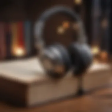 Immersive Audiobook Experience Headphones on a vintage book