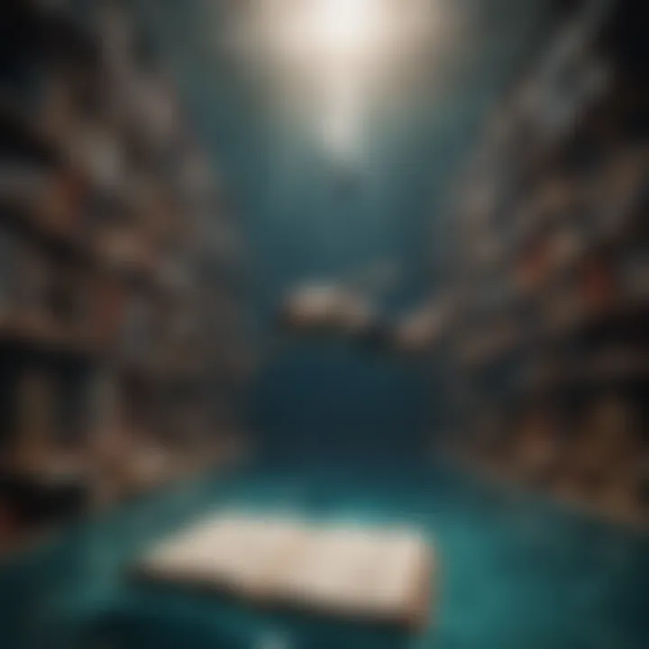 Illustration of a person diving into a pool of books