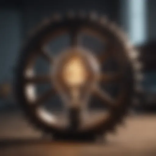 Symbol of entrepreneurship with a light bulb and gears